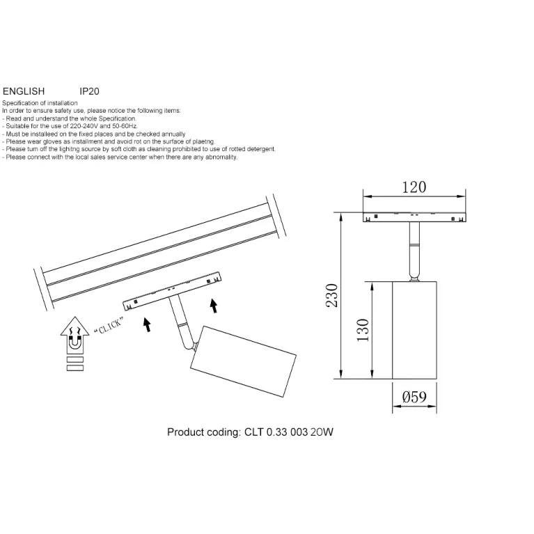 Трековый магнитный светильник Crystal Lux CLT 0.33 003 20W BL TUYA