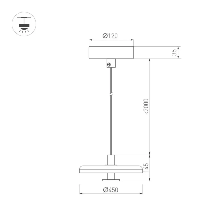 Подвесной светильник Arlight SP-KOTARO-R450-12W Warm2700 (BK-CF, 36 deg, 230V, TRIAC) 057234