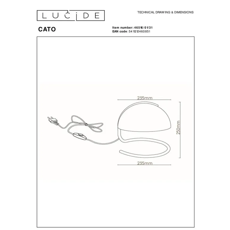 Настольная лампа Lucide Cato 46516/01/31