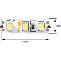 Светодиодная лента SWG Standard 12В 2835 9,6Вт/м 3000-3500K 5м IP66 SWG2120-12-9.6-WW-66-M 019159