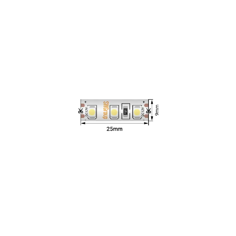 Светодиодная лента SWG Standard 12В 3528 9,6Вт/м красный 5м IP66 SWG3120-12-9.6-R-66-M 015651