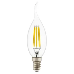 Лампа светодиодная филаментная Lightstar LED Filament Е14 6W 4000K свеча на ветру прозрачная 933604