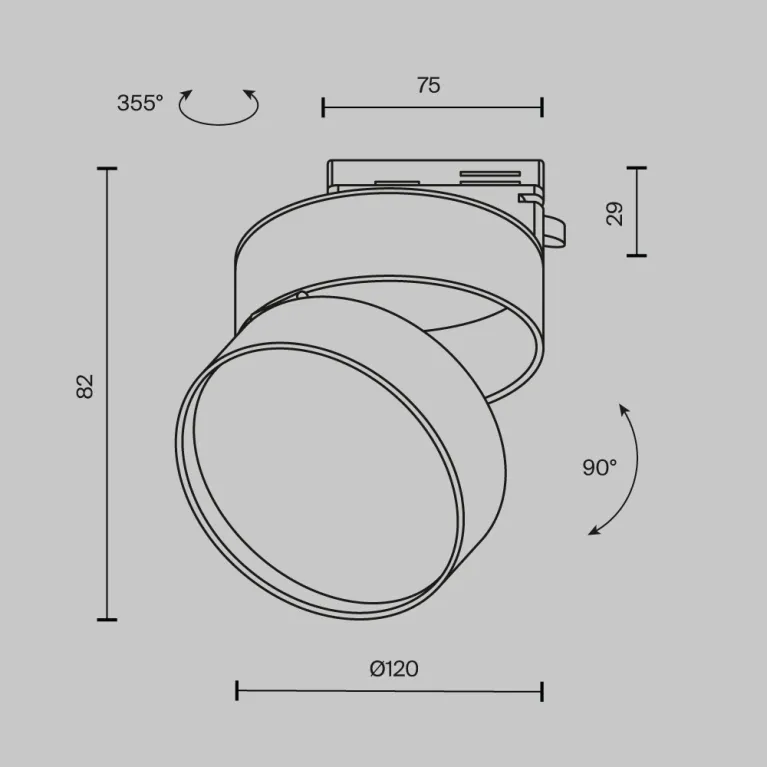 Трековый однофазный светильник Maytoni Onda TR007-1-18W3K-B-1