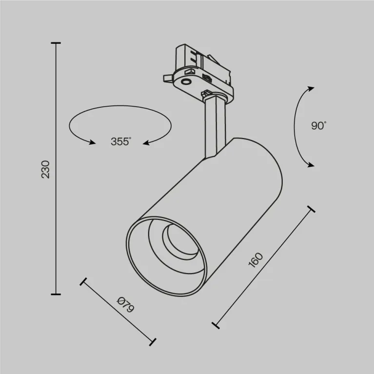 Трековый трехфазный светильник Maytoni Focus Led TR197-3-30WCCT-M-B