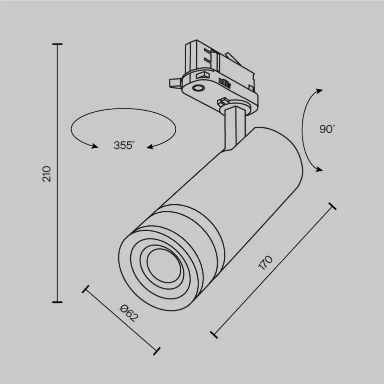 Трековый трехфазный светильник Maytoni Focus Zoom TR198-3-20W4K-Z-W