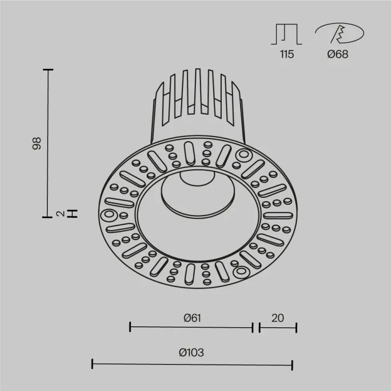 Встраиваемый светильник Maytoni Technical Dip DL121-15W-3K-TRS-W