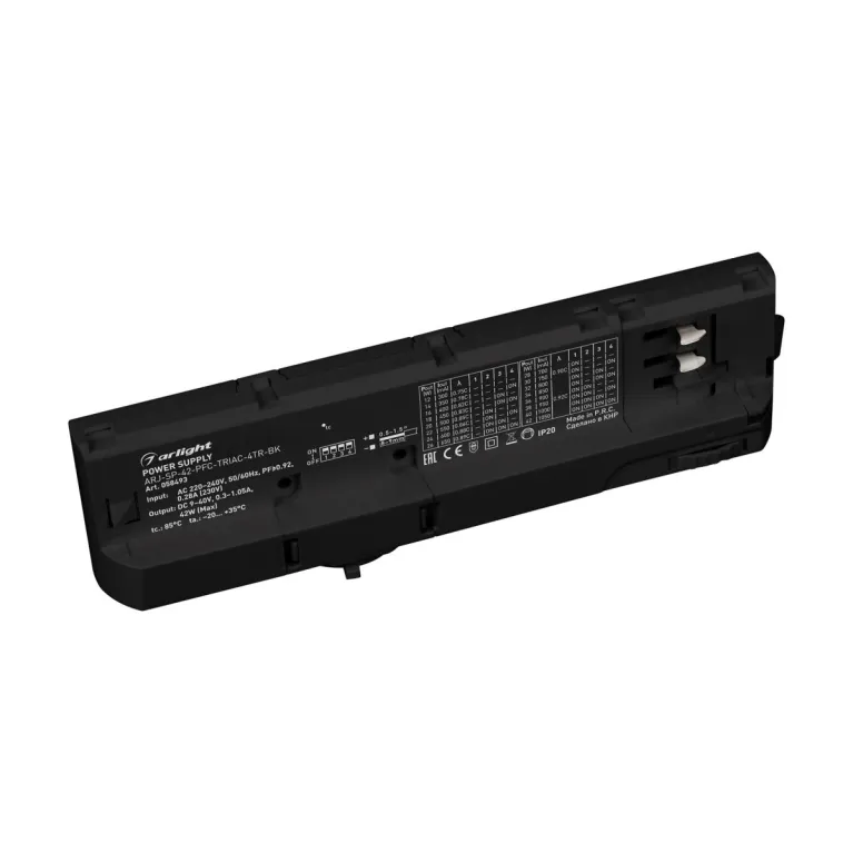 Блок питания для трековых систем Arlight ARJ-SP-42-PFC-TRIAC-4TR-BK (42W, 9-40V, 0.3-1.05A) 058493