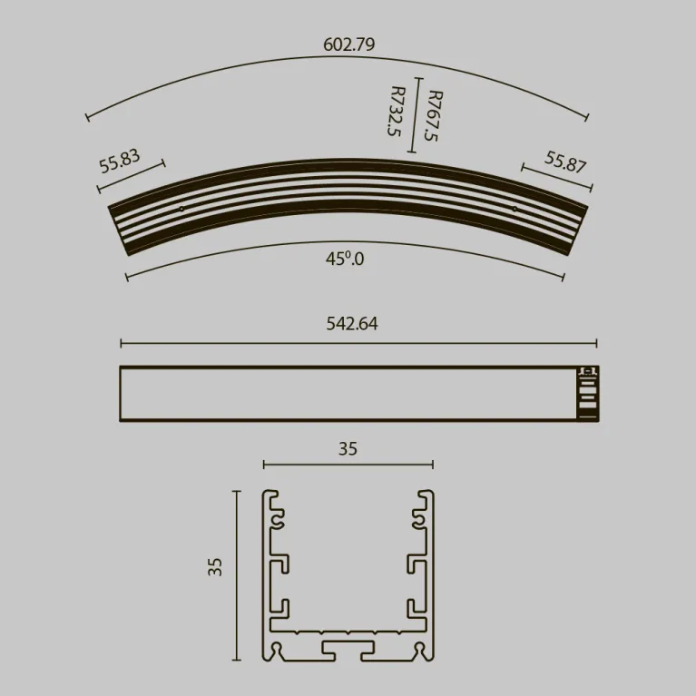 Радиусный профиль Maytoni Led strip ALM-3535R-B-D-45°-1.5M