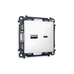 Комплект механизма розетки 2USB A+C 20W (быстрая зарядка) Ambrella Volt Alfa MA111010