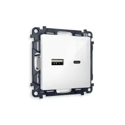 Комплект механизма розетки 2USB A+C 20W (быстрая зарядка) Ambrella Volt Alfa MA111010