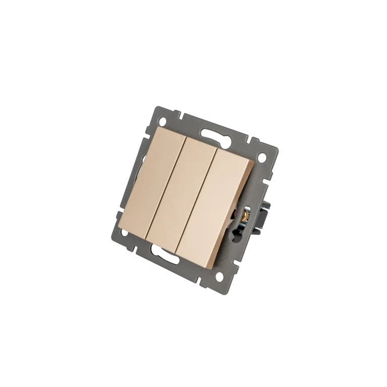 Механизм выключателя трехклавишный непроходной Arlight SWT-MK03-PL-GD-V (250V, 10A) 049899