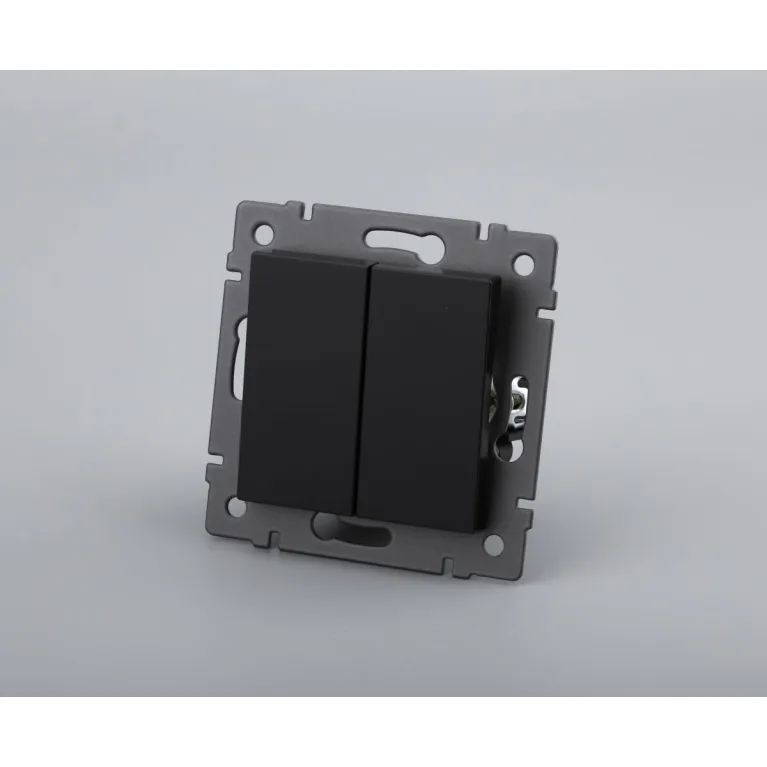 Механизм выключателя двухклавишный проходной Arlight SWT-MKP2-PL-BK-V (250V, 10A) 049893