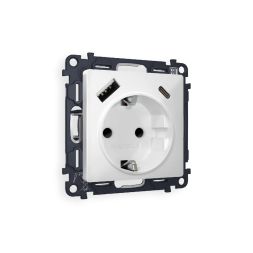Комплект механизма розетки 2USB A+C 20W (быстрая зарядка) с/з Ambrella Volt Alfa MA130010