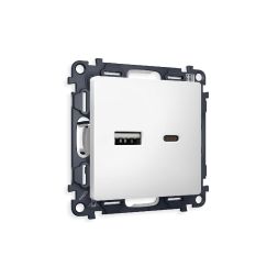 Комплект механизма розетки 2USB A+C 20W (быстрая зарядка) Ambrella Volt Alfa MA131010