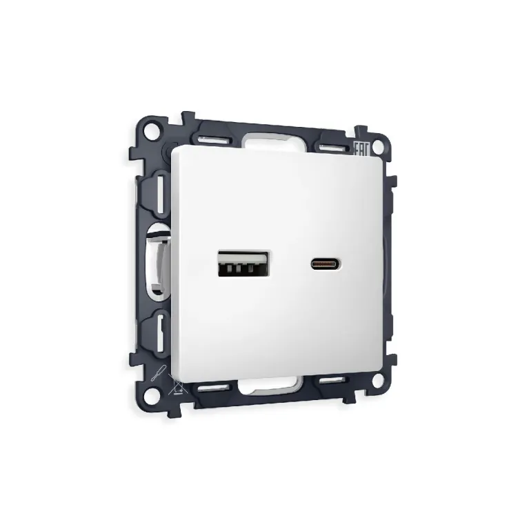 Комплект механизма розетки 2USB A+C 20W (быстрая зарядка) Ambrella Volt Alfa MA131010