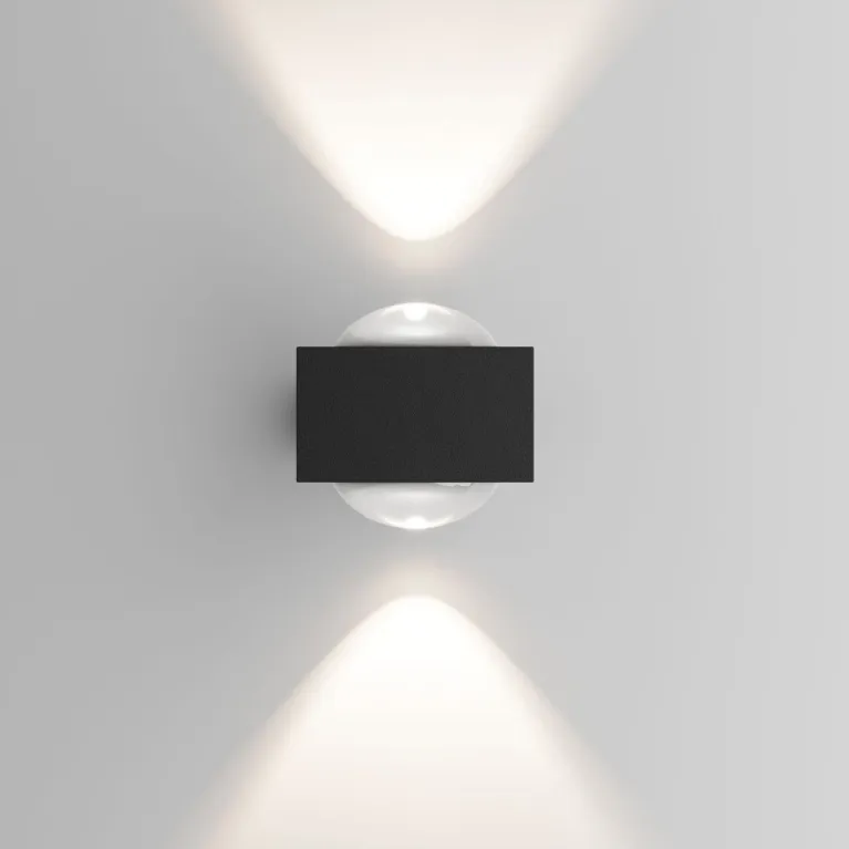 Уличный настенный светильник Elektrostandard Lenses черный 35191/W 4690389216428 a070458