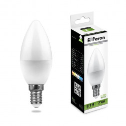 Лампа светодиодная Feron E14 7W 4000K Свеча матовая LB-97 25476