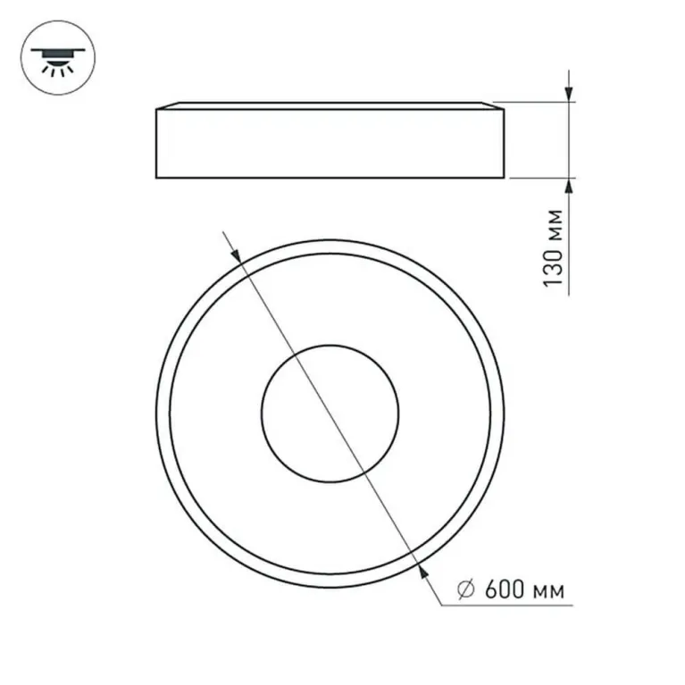 Потолочный светодиодный светильник Arlight SP-Tor-Ring-Surface-R600-42W Warm3000 022137(1)