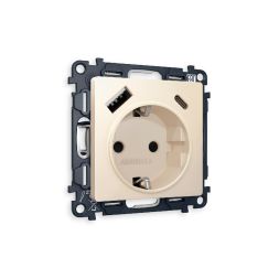 Комплект механизма розетки 2USB A+C 20W (быстрая зарядка) с/з Ambrella Volt Alfa MA330010