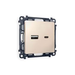 Комплект механизма розетки 2USB A+C 20W (быстрая зарядка) Ambrella Volt Alfa MA331010