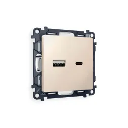 Комплект механизма розетки 2USB A+C 20W (быстрая зарядка) Ambrella Volt Alfa MA331010