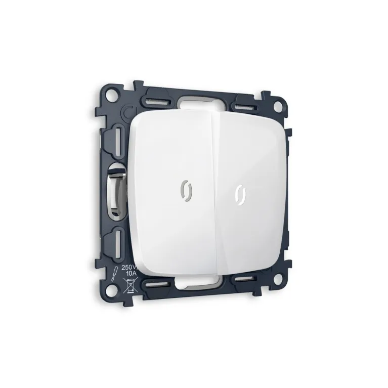 Комплект механизма 2-кл выключателя с подсветкой Ambrella Volt Omega (OP1040, VM115, G14W) MO104015