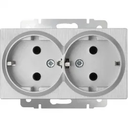 Розетка двойная Werkel серебряный рифленый WL09-SKG-02-IP20 4690389131288