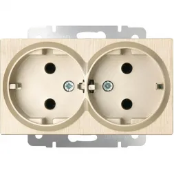 Розетка двойная Werkel шампань рифленый WL10-SKG-02-IP20 4690389131301