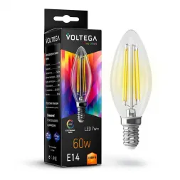 Лампа светодиодная Voltega E14 7W 2800K прозрачная VG10-C35E14warm7W-FHR 7152