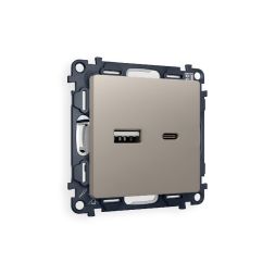Комплект механизма розетки 2USB A+C 20W (быстрая зарядка) Ambrella Volt Alfa MA371010