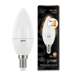 Лампа светодиодная диммируемая Gauss E14 7W 3000K матовая 103101107-S