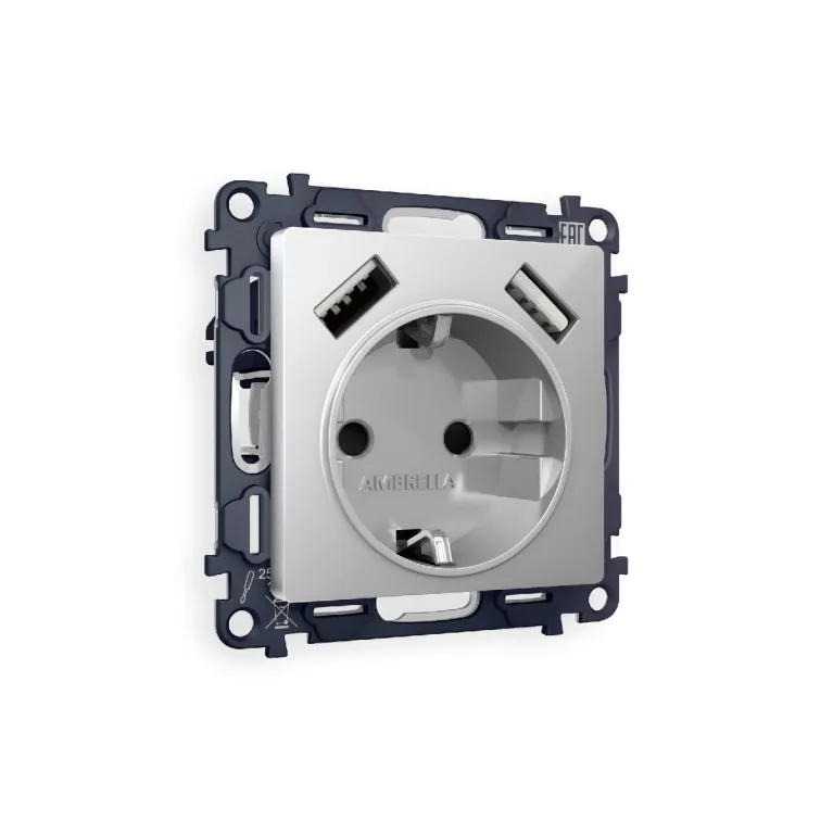 Комплект механизма розетки 2USB A+A 18W (быстрая зарядка) с/з Ambrella Volt Alfa MA409010