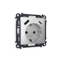 Комплект механизма розетки 2USB A+C 20W (быстрая зарядка) с/з Ambrella Volt Alfa MA410010