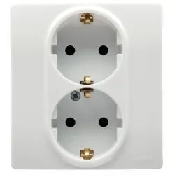 Розетка 2X2К+З Legrand Etika 16A 250V с/з со шторками безвинтовой зажим немецкий стандарт белый 6722