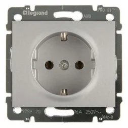 Розетка 2К+3 Legrand Galea Life 16A 250V с/з со шторками автоматические клеммы алюминий 771363