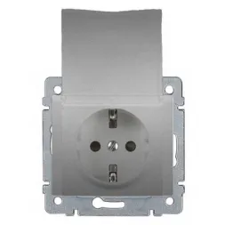Розетка 2К+3 Legrand Galea Life 16A 250V с/з со шторками крышкой автоматические клеммы алюминий 7713