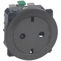 Розетка 2К+З Legrand Celiane 16A 230V с/з со шторками безвинтовой зажим немецкий стандарт графит 067