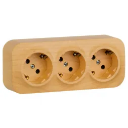 Розетка 3X2К+З Legrand Quteo 16A 250V с/з со шторками дерево 782278