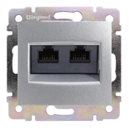 Розетка компьютерная 2хRJ45 Legrand Valena 6 кат FTP на винтах алюминий 770233