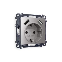 Комплект механизма розетки 2USB A+A 18W (быстрая зарядка) с/з Ambrella Volt Alfa MA509010