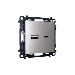 Комплект механизма розетки 2USB A+C 20W (быстрая зарядка) Ambrella Volt Alfa MA511010