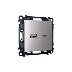 Комплект механизма розетки 2USB A+C 20W (быстрая зарядка) Ambrella Volt Alfa MA511010