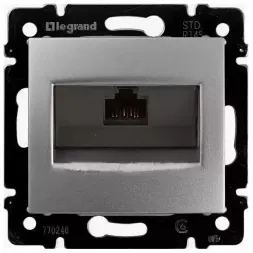 Розетка компьютерная RJ45 Legrand Valena 6 кат UTP с захватами алюминий 770246
