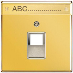 Накладка 1-ой наклонной телефонной/компьютерной розетки с полем для надписи Jung LS 990 блеск золота
