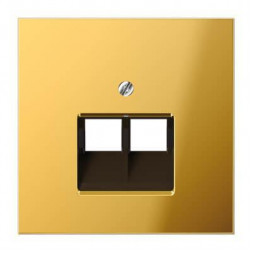 Накладка 2-ой наклонной телефонной/компьютерной розетки Jung LS 990 блеск золота GO2969-2UA