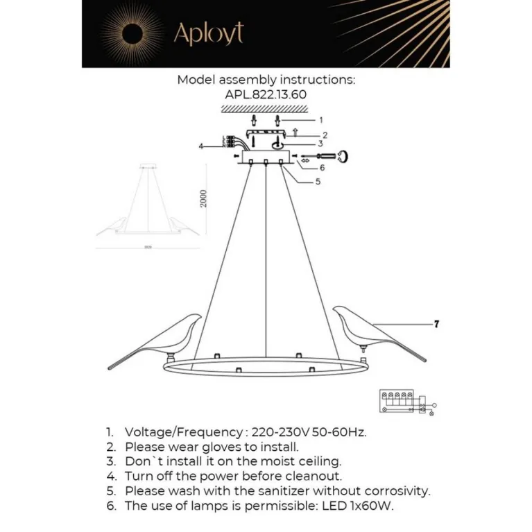Подвесная светодиодная люстра Aployt Astor APL.822.13.60