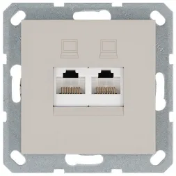 Интернет розетка 2х терминальная 6 категория, цвет тауп Jasmart G6108T