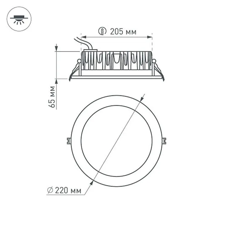 Встраиваемый светодиодный светильник Arlight LTD-220WH-Frost-30W Warm White 021070