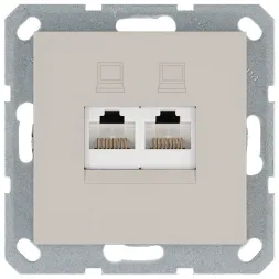 Интернет-розетка RJ45 двойная с накладкой, цвет Тауп Jasmart G6106T
