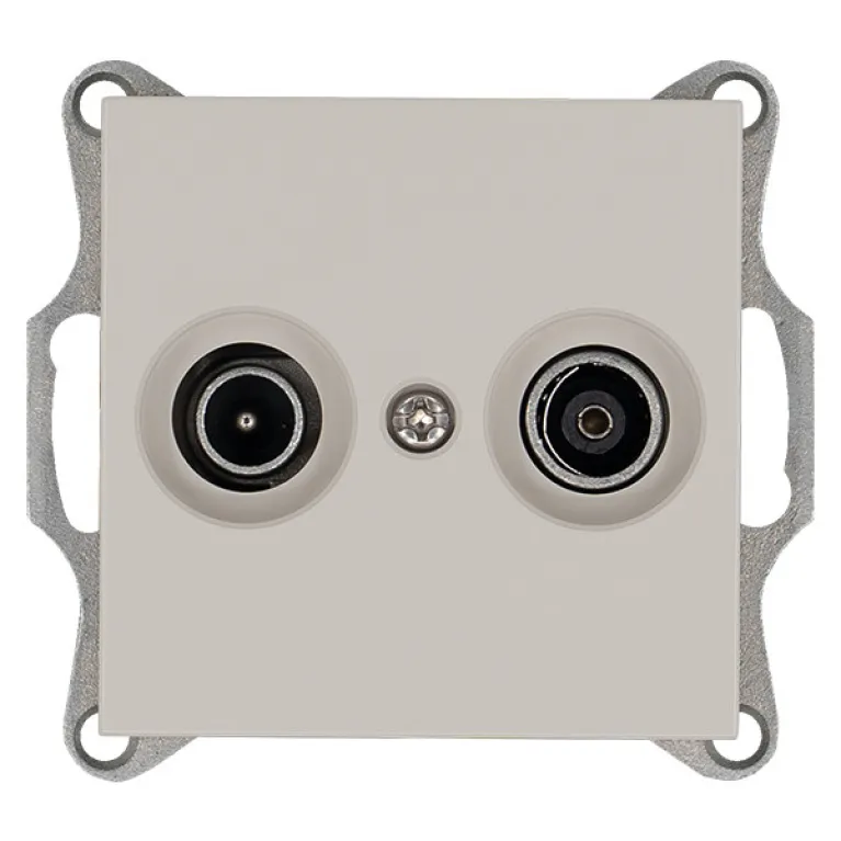 Розетка TV+FM Ф9.5mm оконечная с накладкой, цвет Тауп Jasmart G6204T